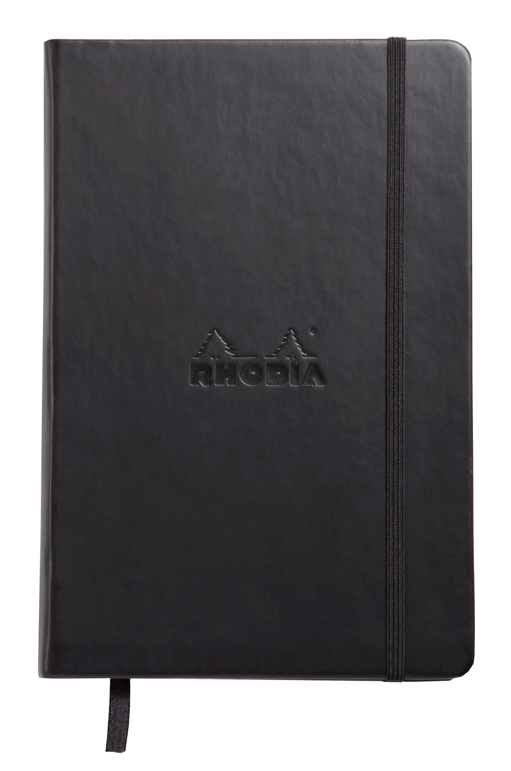 Carnet Rhodia A5 noir à couverture rigide avec marque page et élastique de fermeture