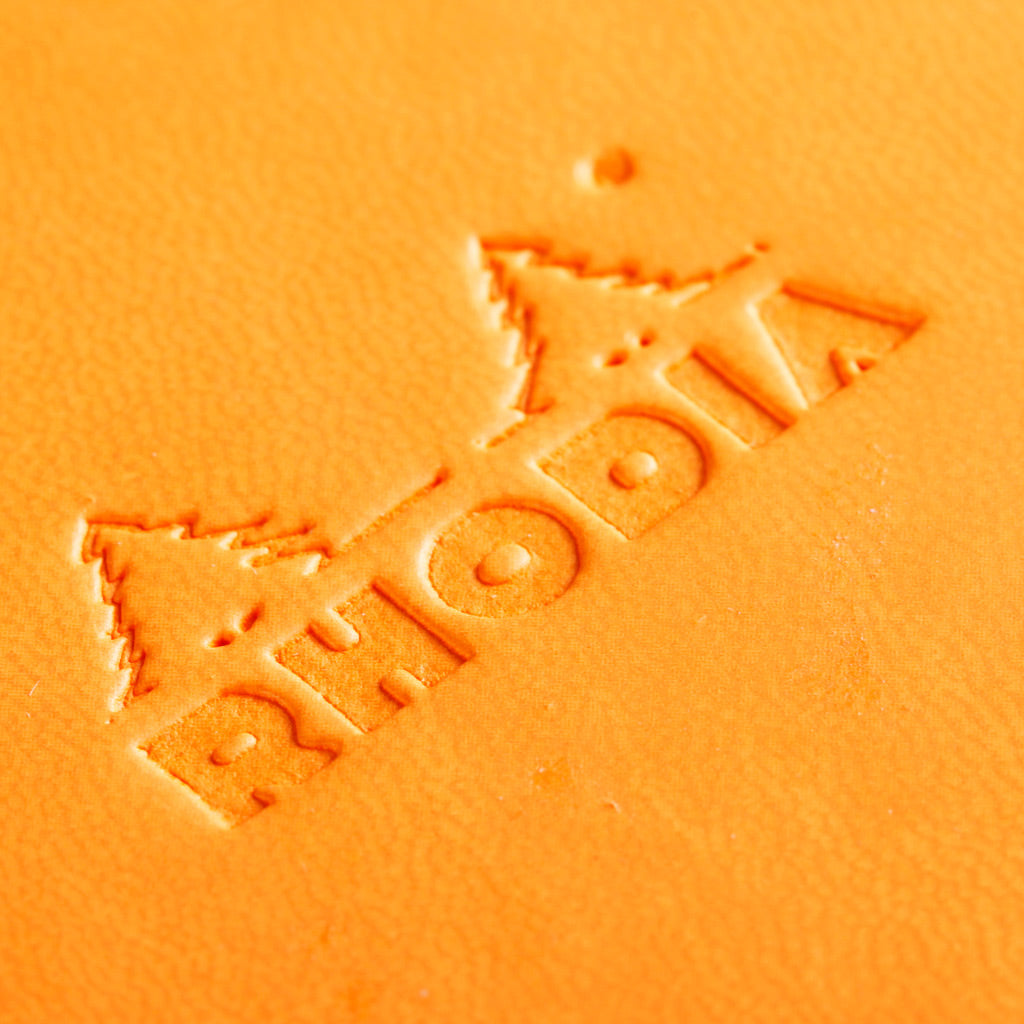 Relief de couverture du carnet Rhodia orange à couverture rigide