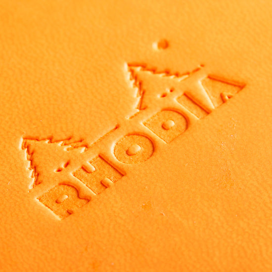 Relief de couverture du carnet Rhodia orange à couverture rigide